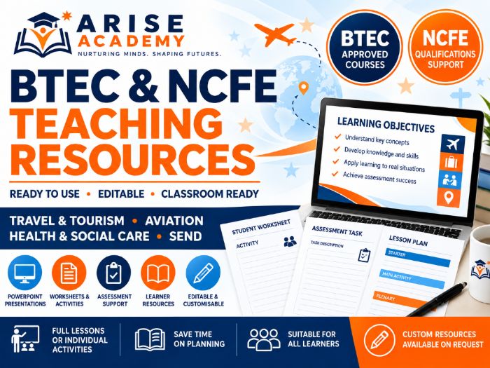 NCFE Unit 2: The UK T&T Industry | L2 | Teaching Resource Pack