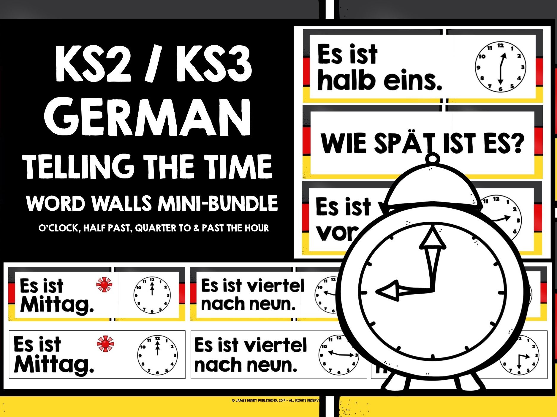 GERMAN TELLING THE TIME WORD WALLS MINI-BUNDLE