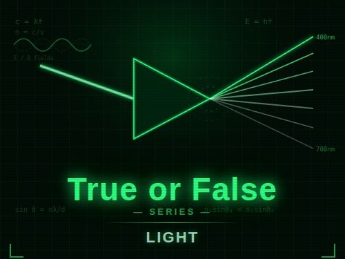 True/False/Correct it Light Worksheet CCEA GCSE Physics