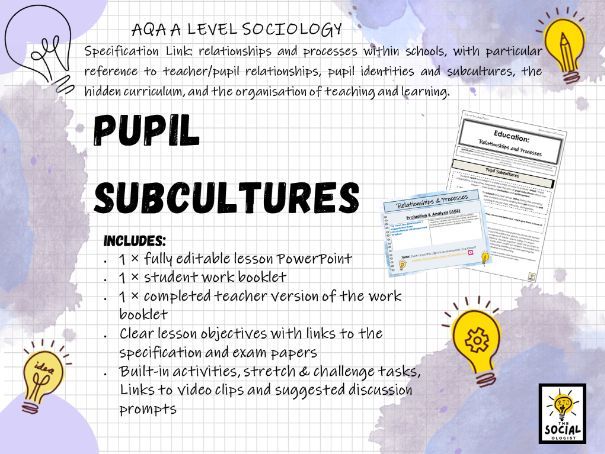 AQA A level Sociology - Education - Pupil Subcultures