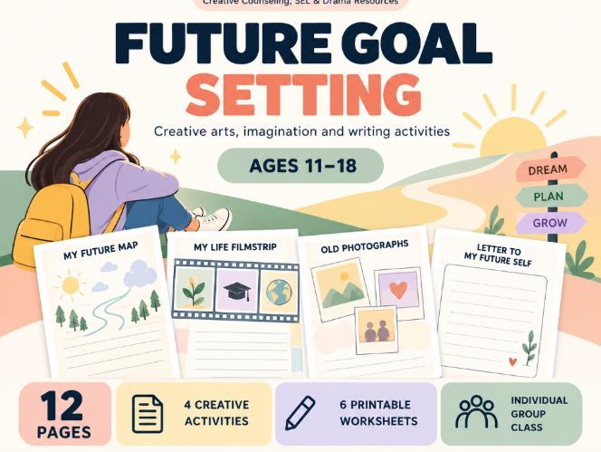 Future Goal Setting for Teens | Creative Art & SEL Worksheets | Printable PDF