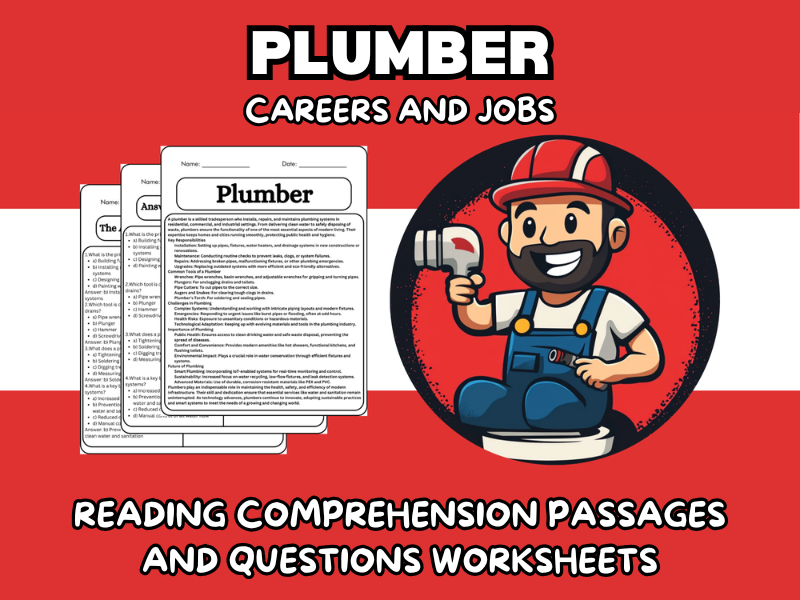 Plumber - Careers and Jobs Reading Comprehension Passages & Questions Worksheets