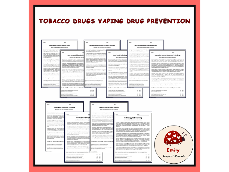 Tobacco, Drugs, and Vaping: Drug Prevention Reading Comprehension ...