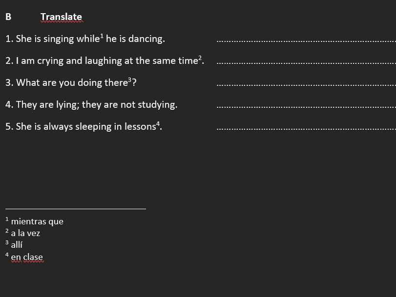 Presente continuo: conjugación y traducción