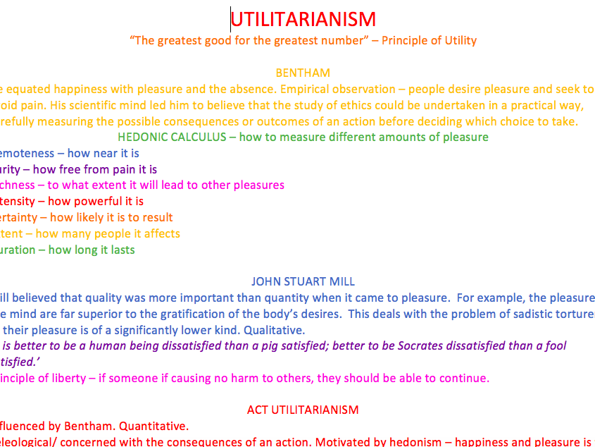 A Level Ethical Theories Teaching Resources