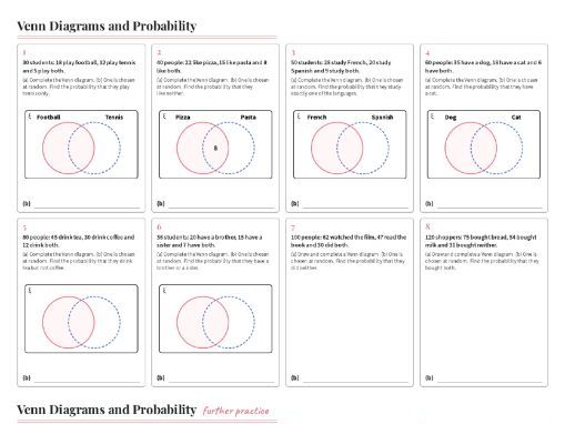 Venn Diagrams and Probability Worksheet GCSE