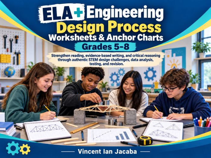 Engineering Design Process Worksheets & Anchor Charts | ELA + STEM | Grades 5–8