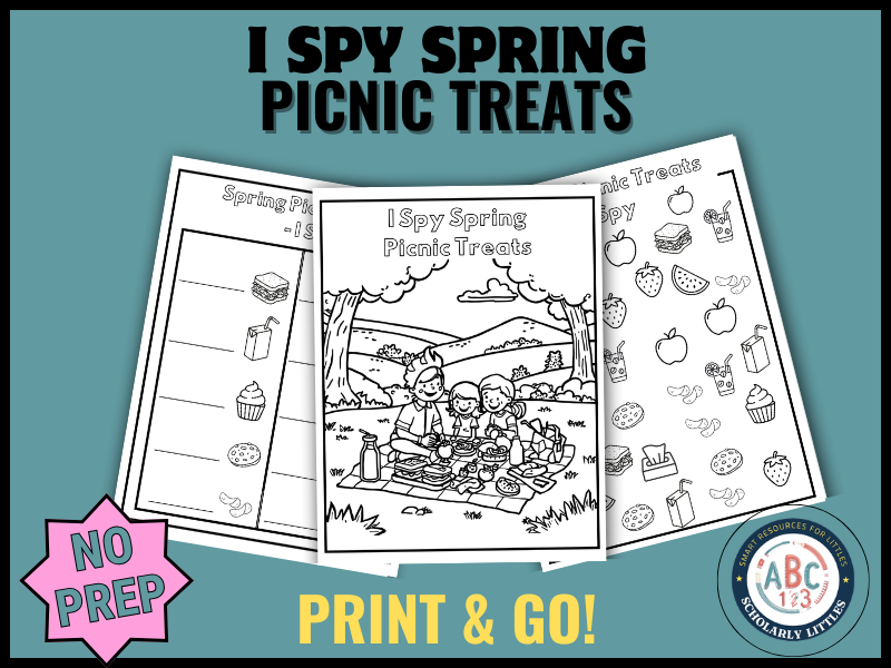 I Spy Spring Picnic Treats Counting Worksheet