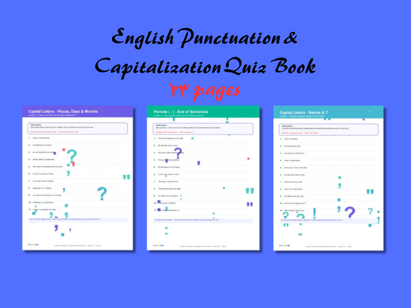 English Punctuation & Capitalization Quiz Book