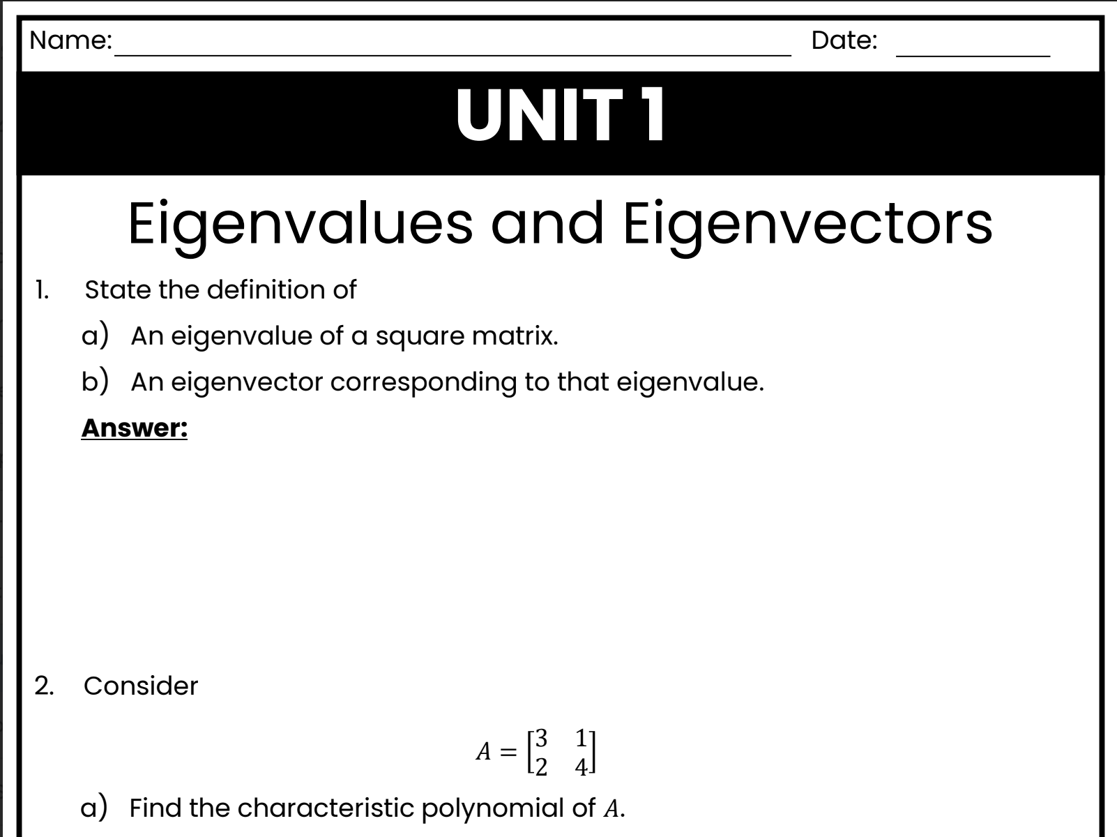 IB Math AI Unit 1 Worksheet Bundle - All Units Included!