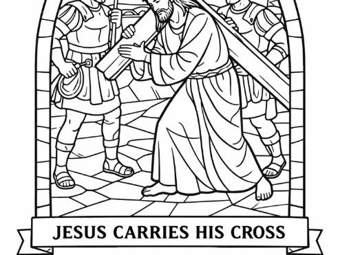 Bundle of the Easter Stations of the Cross Stained Glass Coloring Pages- Lent