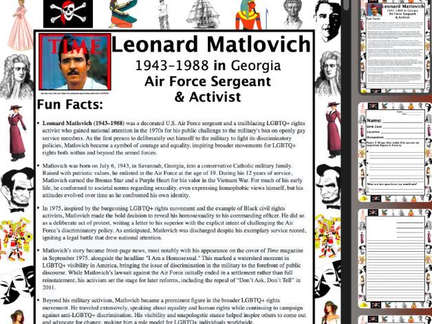 Leonard Matlovich PACKET & ACTIVITIES, Important Historical Figures Series