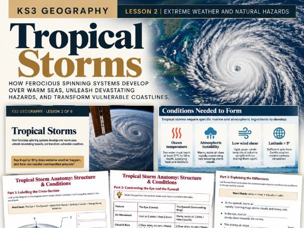 KS3 Geography | Tropical Storms | PowerPoint & Differentiated Worksheets | Lesson 2