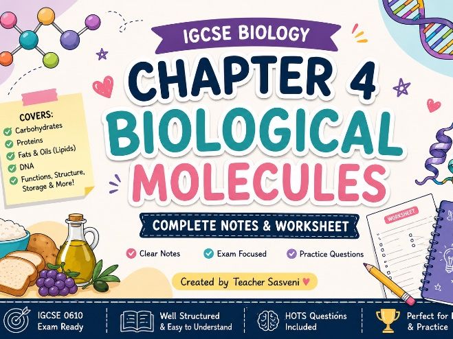 IGCSE 0610 Biological Molecules Revision Pack