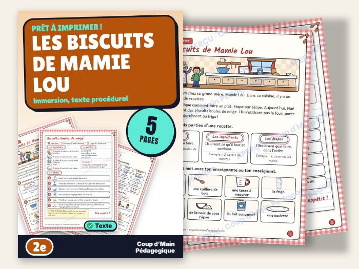 French Immersion Grade 2 Procedural Text Recipe | Les biscuits de Mamie Lou