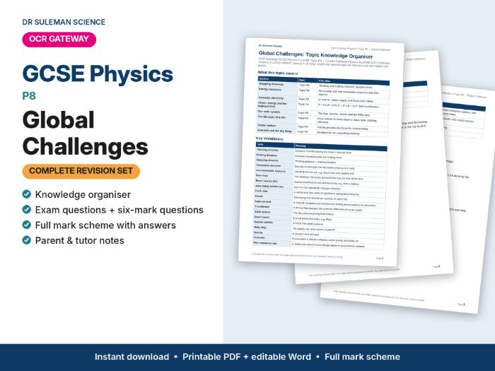 OCR Gateway GCSE Physics P8 Global Challenges Revision