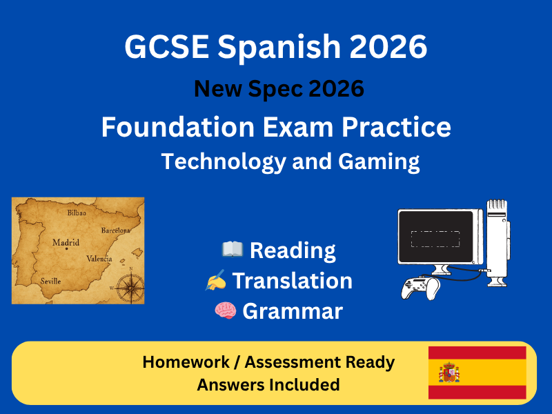 GCSE Spanish Foundation AQA 2026 | Technology Video Games | Reading Translation Grammar