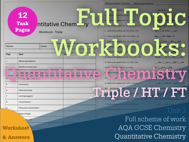Full Topic Workbook || Quantitative Chemistry | Worksheets