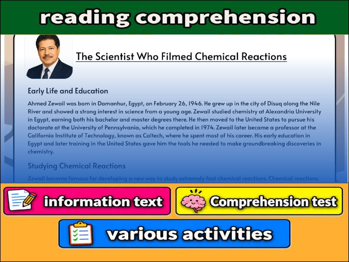 Ahmed Zewail- Reading Comprehension, study guide & Activities