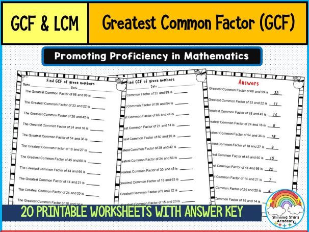 Find Greatest Common Factor (GCF) Worksheets | Printable Math Practice