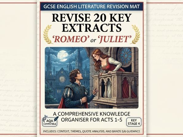GCSE English Literature Revision Mat | Romeo and Juliet: Revise 20 Key Extracts (Act 1)