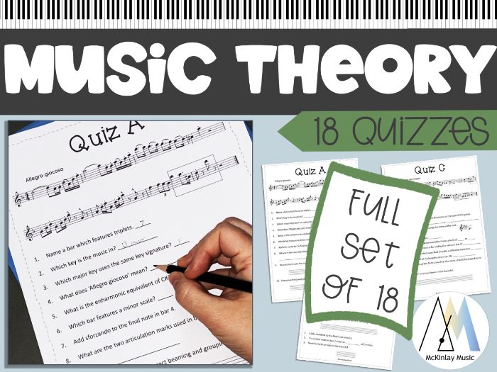 Music Theory Quiz - set of 18 assessments