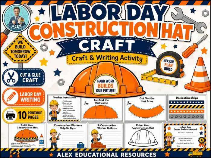 Labor Day Construction Hat Craft | Community Helpers Labor Day Craft