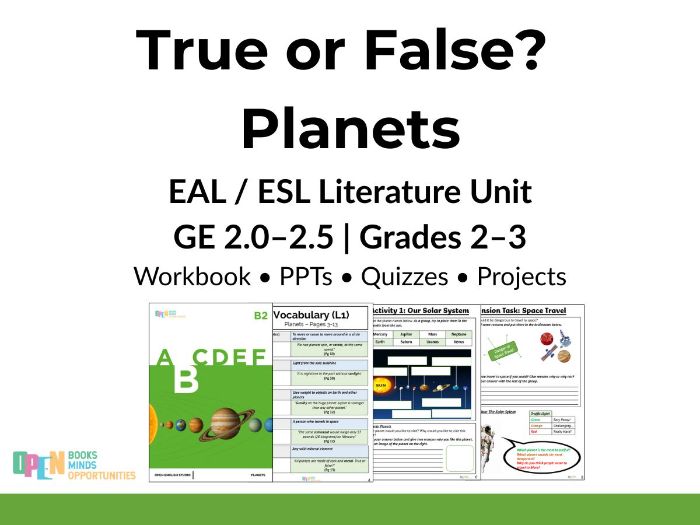 True or False? Planets – EAL Non-Fiction Reading Unit