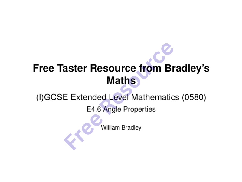 FREE Taster: IGCSE Maths (0580) - Angle Properties Worksheet + Answers ...