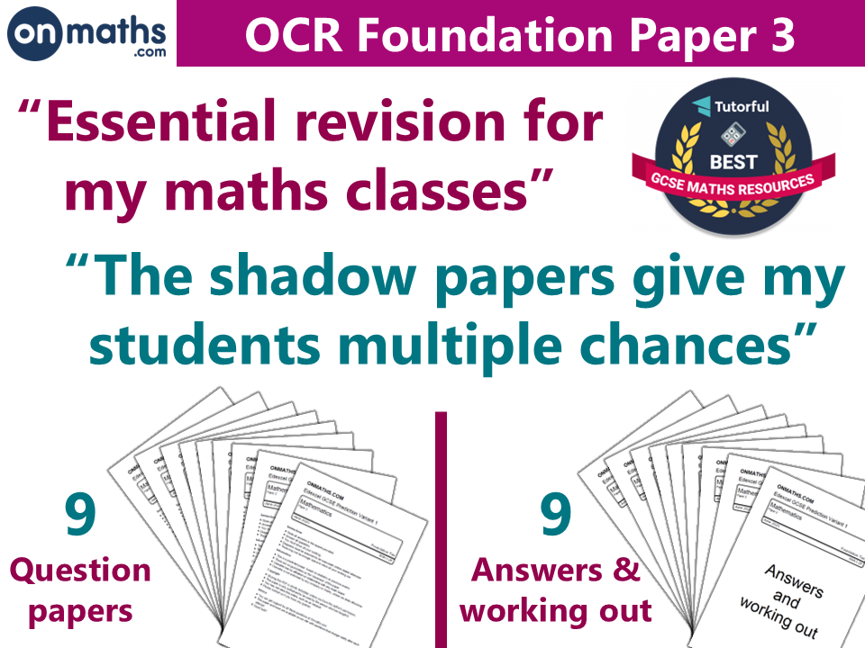 UPDATED Summer 2025 Maths GCSE OCR Paper 3 Foundation Predicted Paper