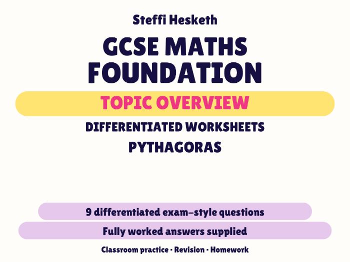 GCSE Foundation Pythagoras | Topic Overview Differentiated Worksheet