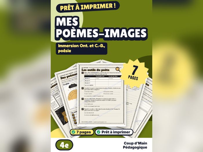French Immersion Grade 4 Poetry Writing | Calligrams and Acrostics