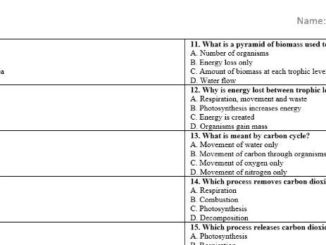 AQA GCSE Biology Topic 7: Ecology – 20 Multiple Choice Questions and Answers