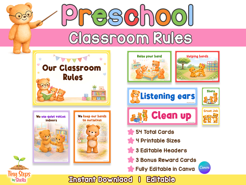 EYFS Classroom Rules & Behaviour Cards | 54 Editable Visual Rules & Posters