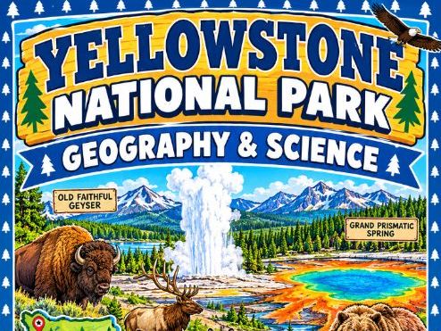 Yellowstone National Park Geography & Science: Reading, Activities, Worksheets (Grades 3-6)