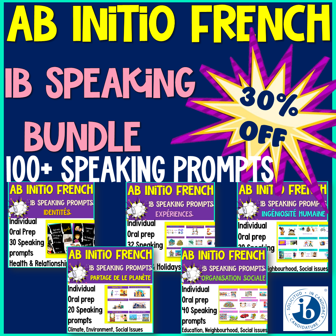 IB French ab initio Speaking Bundle | All 5 Themes | Exam Prep | Individual Oral