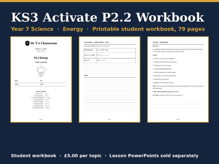 KS3 Activate P2.2 Energy Student Workbook