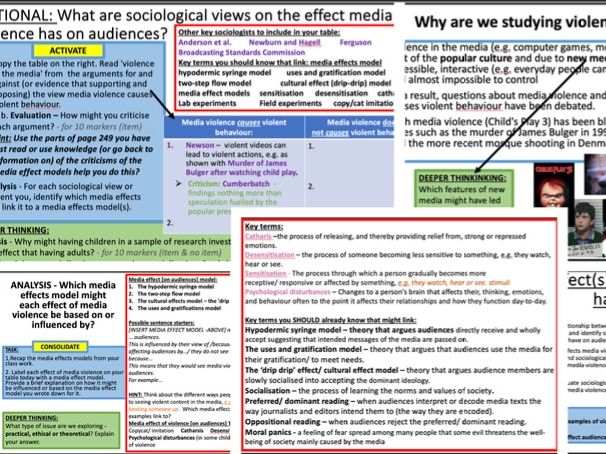 AQA A-level Sociology - Media: Media violence effects on audiences