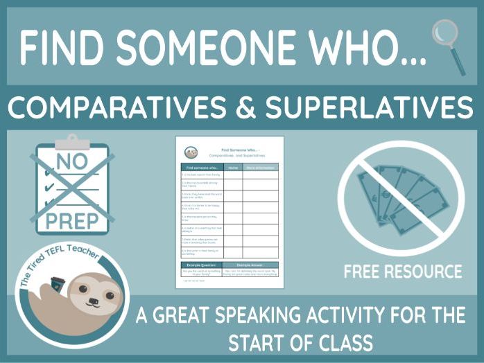 ESL Find Someone Who Activity - Comparatives and Superlatives