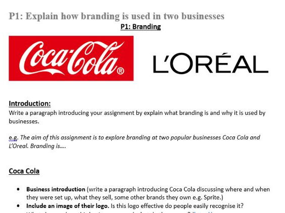 BTEC Level 2 Business Unit 3 Promoting a Brand