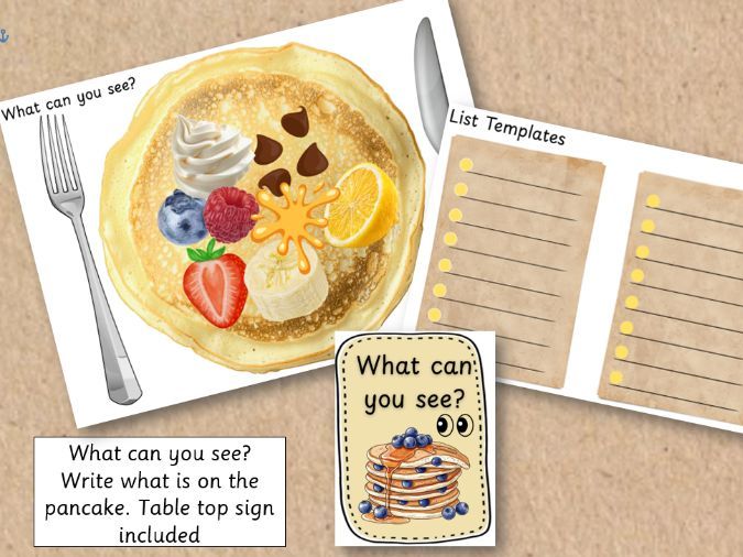 What can you see writing list Pancakes