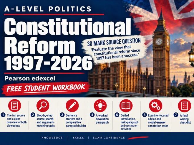 Constitutional Reform Student Workbook: A-Level Politics| Pearson Edexcel - FREE