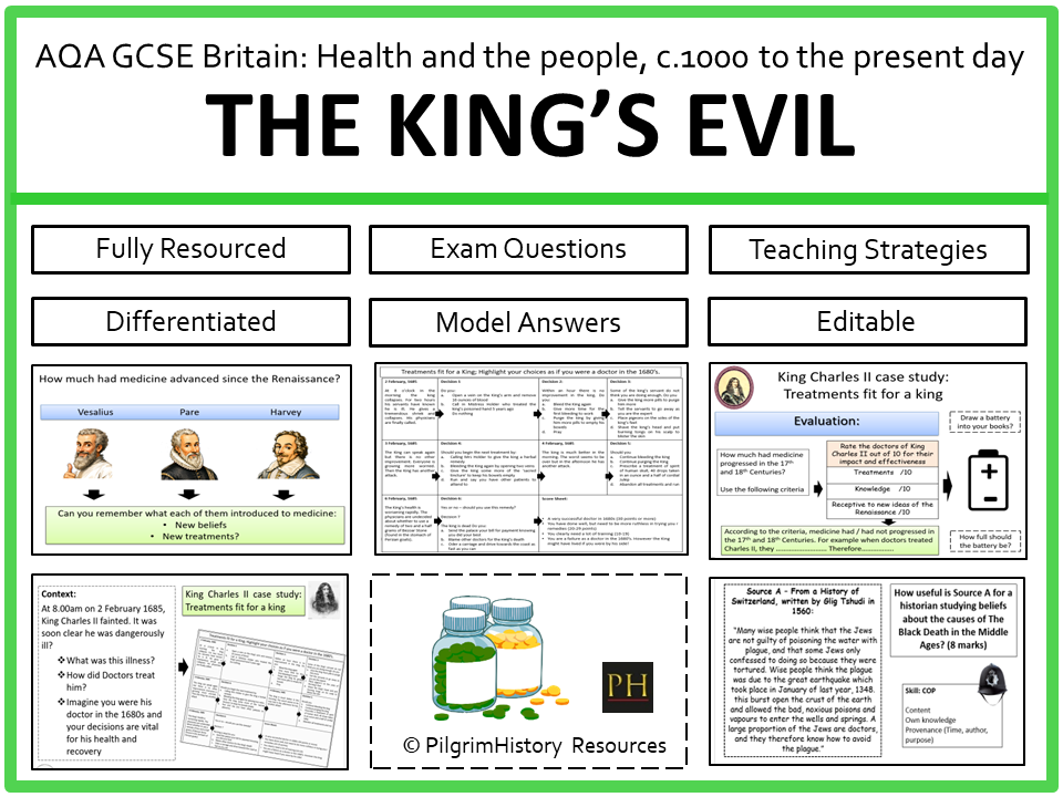 AQA GCSE Britain Health and the People: Medical Renaissance - King’s Evil & Charles II (FREE)