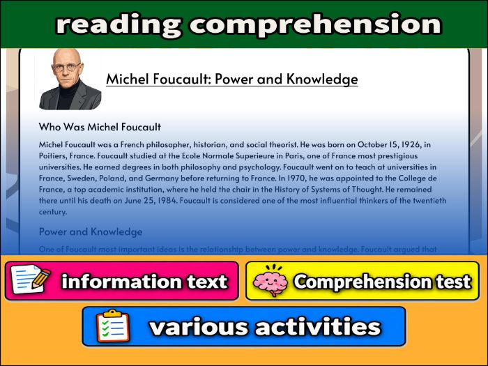 Michel Foucault: Power and Knowledge- Reading Comprehension, Worksheet & Activities