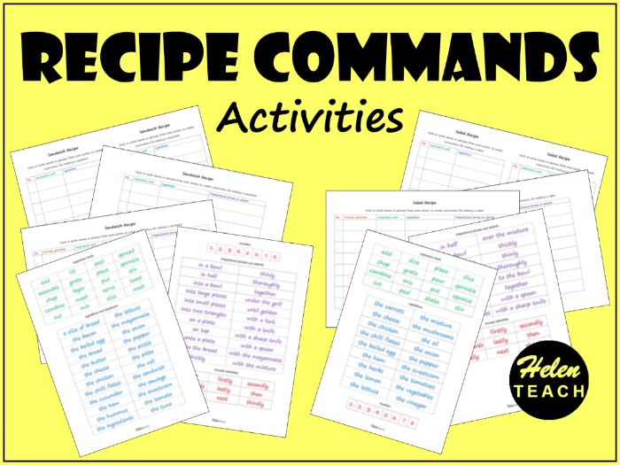 Recipe Commands Activity Pack Differentiated