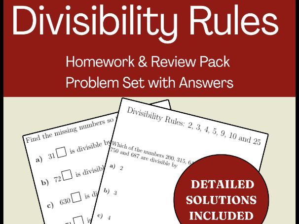Divisibility Rules Homework & Review Pack | Problem Set with Answers
