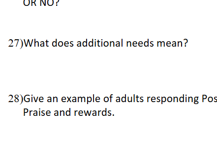 BTEC Child Development revision quiz