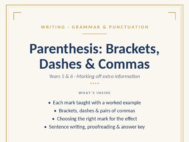 Parenthesis Pack: Brackets, Dashes and Commas