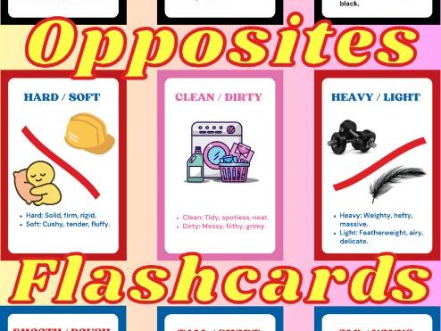 Opposites Flashcards | Antonyms Vocabulary Cards | Early Language & ESL Learning