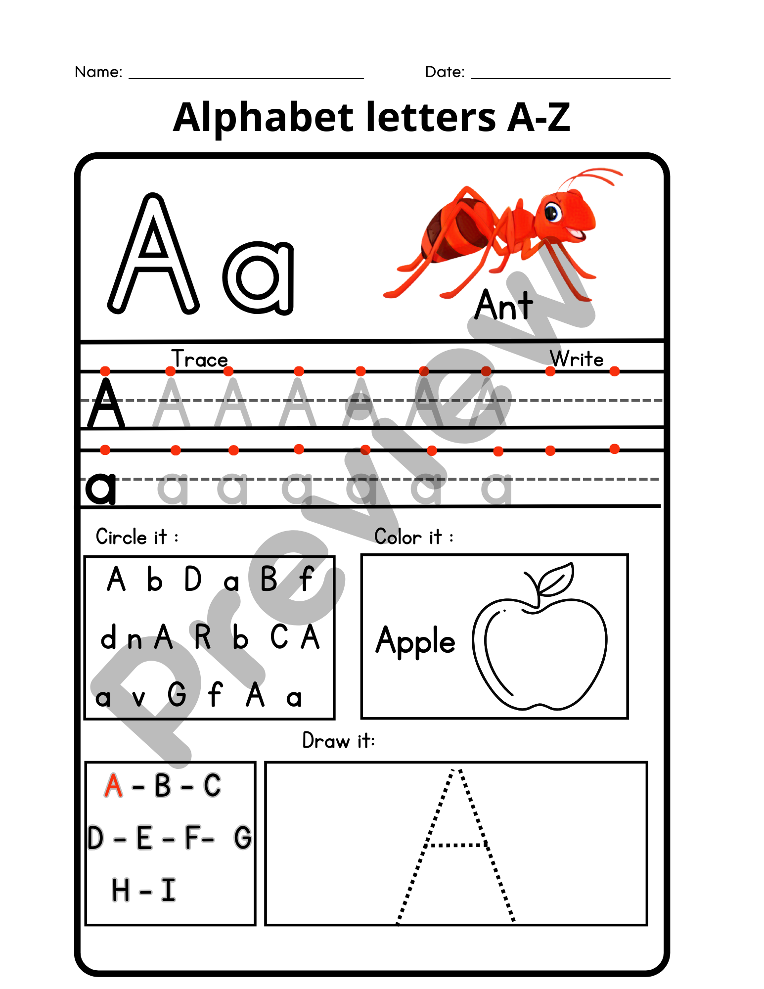 Alphabet A–Z Worksheets | Letter Recognition, Tracing, Writing ...